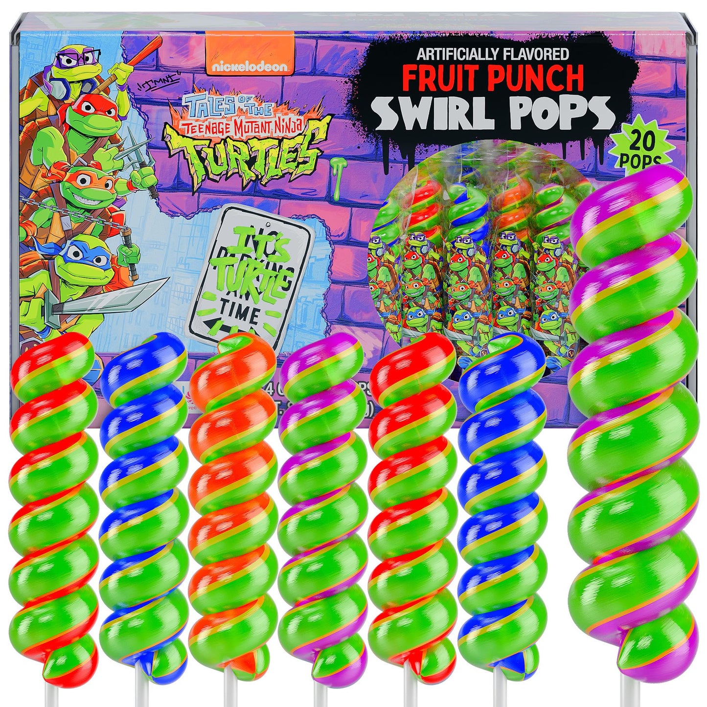 Ninja Turtles Lollipops Swirl 20pk- Ninja Turtle Candy For Ninja Turtle Party Favors & Ninja Turtle Birthday Decorations - Teena