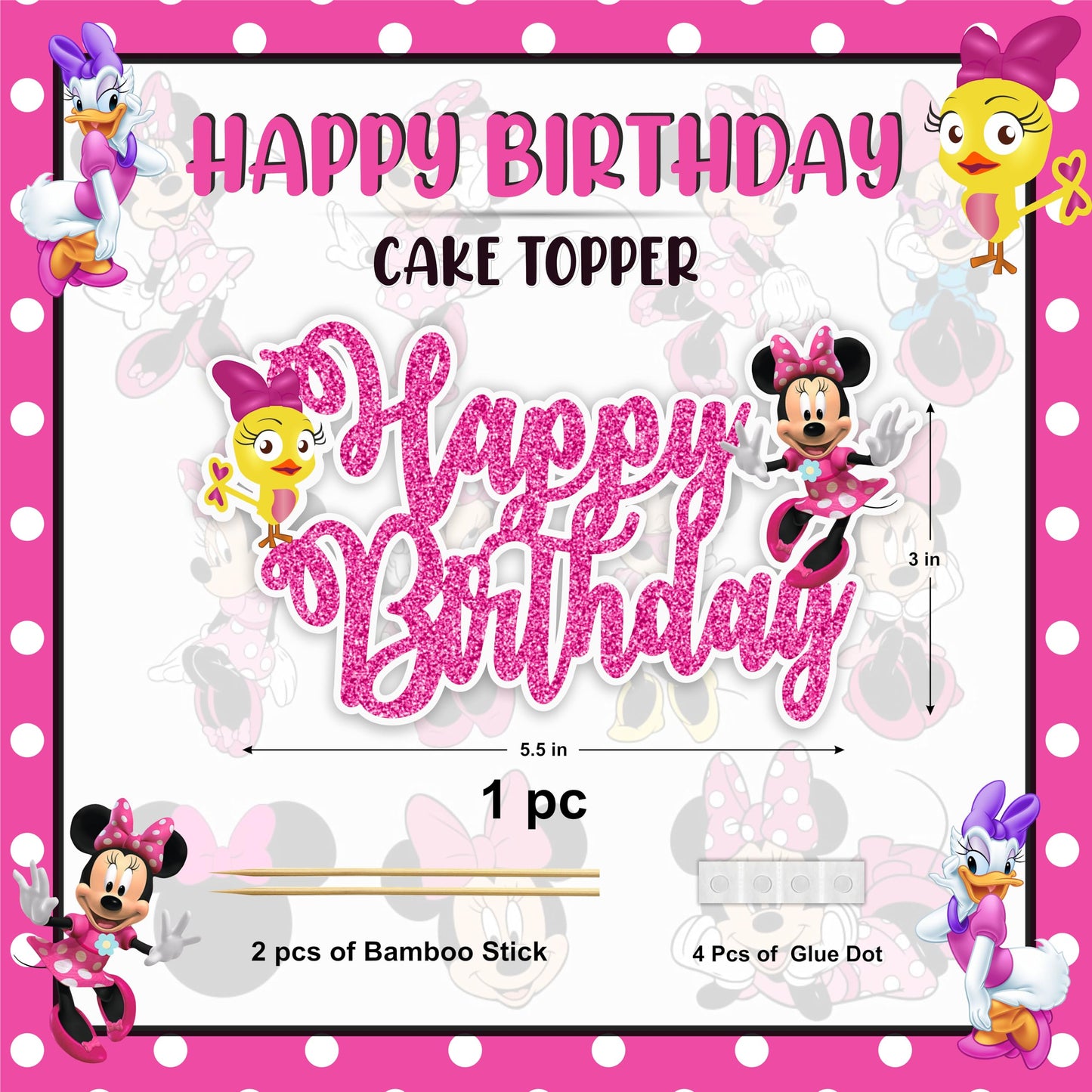 Seyal Minie Mouse Happy Birthday Cake Topper