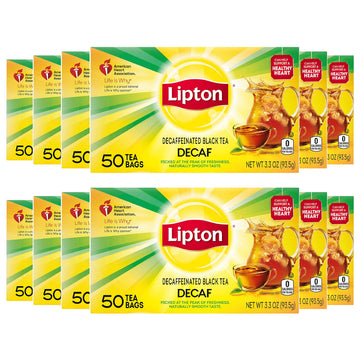 Lipton Decaf Black Tea Bags, 50 Count (Pack of 12), Hot or Iced Tea, Model 84154551