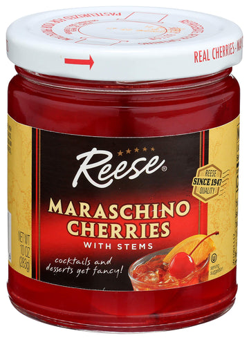 Reese Red Maraschino Cherries With Stems 10Oz (Pack Of 1)