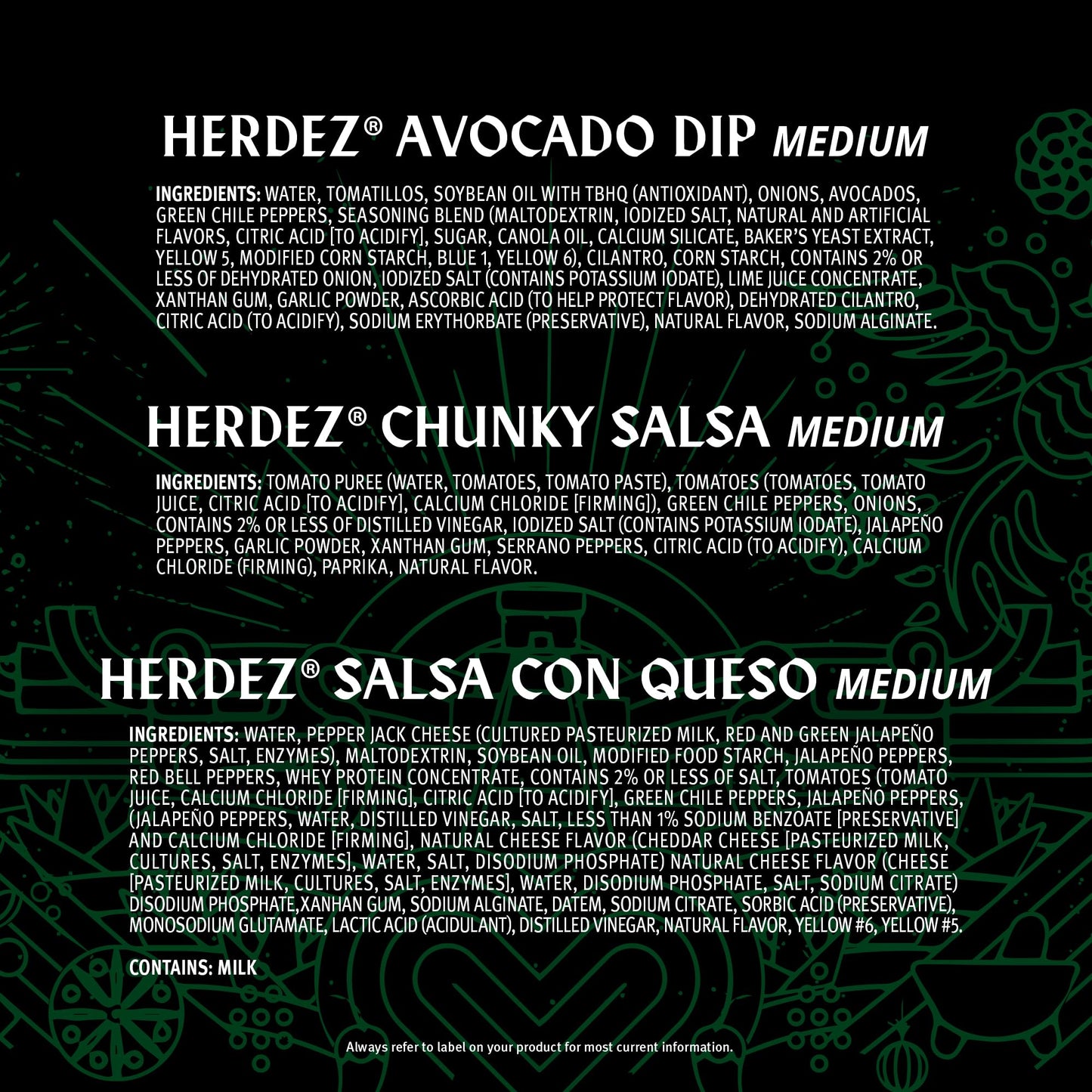 HERDEZ Salsa Dipping Variety 3 Pack - NEW! Chunky Medium, Salsa Con Queso, Avocado Dip Medium - Authentic Mexican Flavor Dips fo