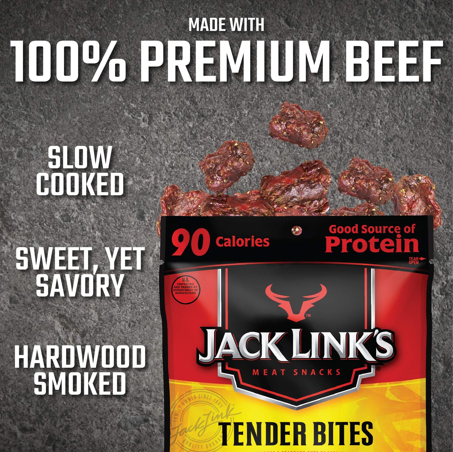 Jack Links Beef Steak Tender Bites, Teriyaki, 1.25 Ounce, Pack of 10