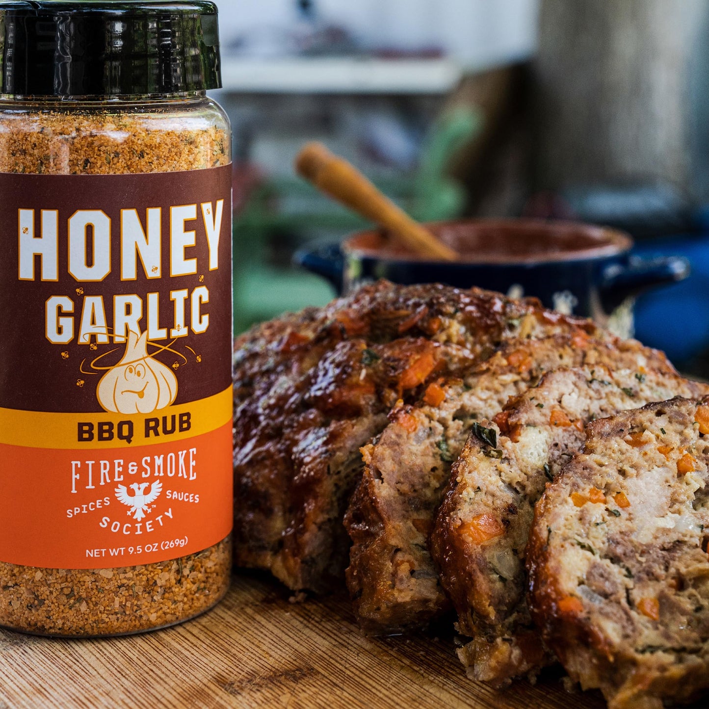 Fire & Smoke Society Honey Garlic BBQ Rub - 6.5 oz Seasoning for Grilling, smoky aroma, Pulled Pork, Ribs, Chicken, Burgers