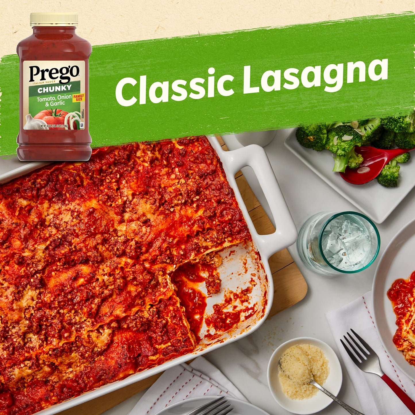Prego Chunky Tomato with Garlic and Onion Pasta Sauce, 45 Oz Jar (Case of 6)