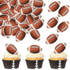48 PCS Edible Rugby Ball Cupcake Toppers Wafer Paper Football Cake Decorations Edible Rugby Ball Cake Picks Toppers for Sports R