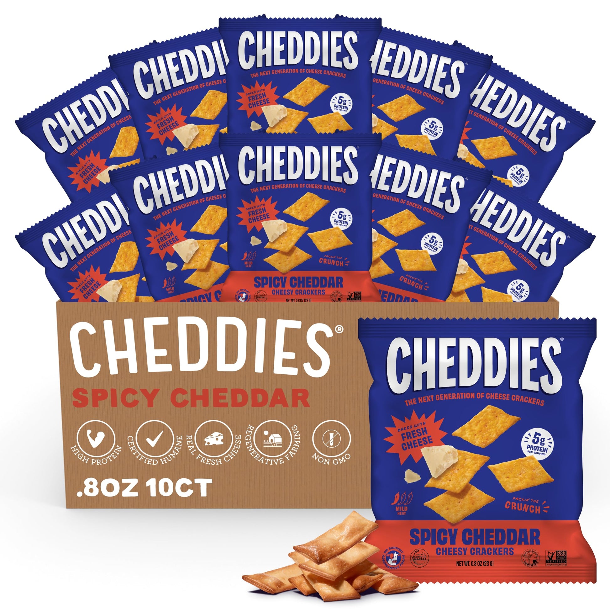 Cheddies Crackers | Healthy Snacks Made with Real Cheddar Cheese and Simple Ingredients | Non-GMO | High Protein | Pre-Portioned