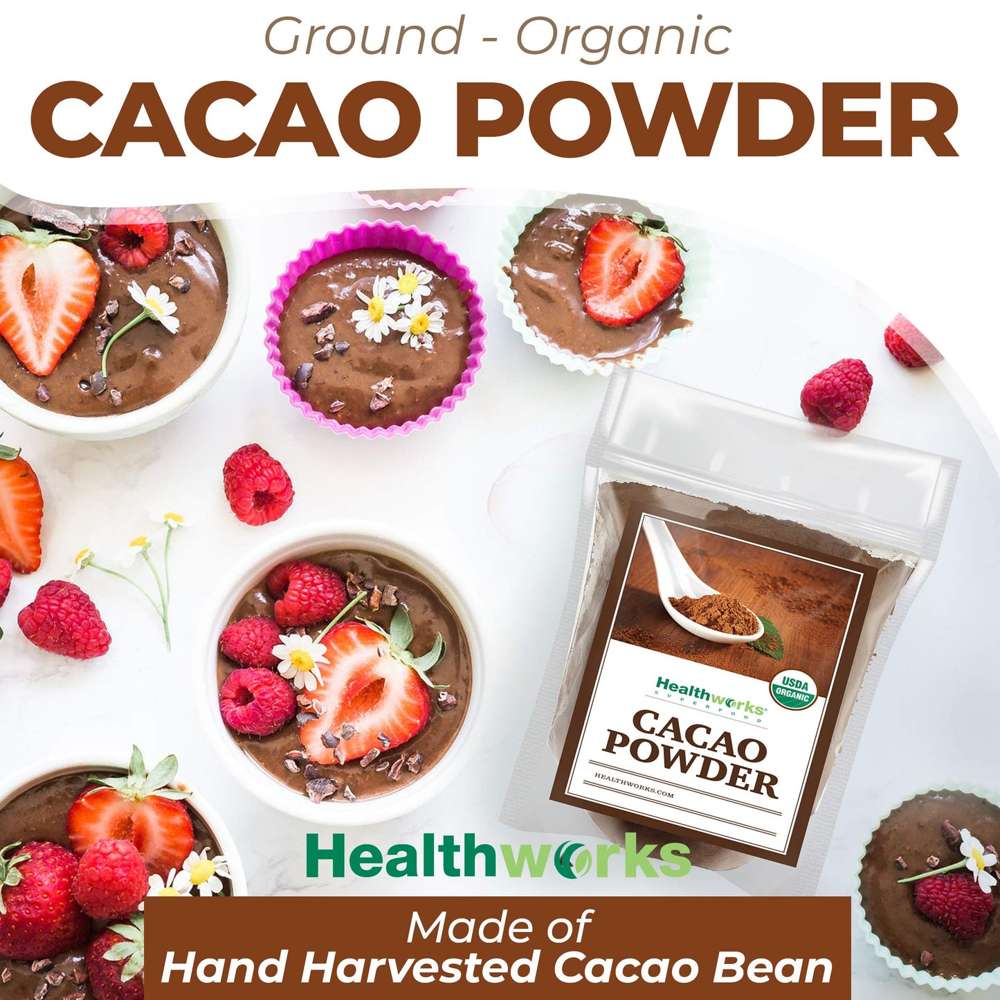 Healthworks Cacao Powder (16 Ounces / 1 Pound) | Cocoa Chocolate Substitute | Certified Organic | Sugar-Free, Keto, Vegan & Non-