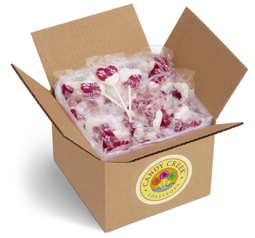 Heart Lollipops By Candy Creek, Bulk 5 Lb. Carton, Strawberry Cream Valentines Candy