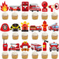 C L Cooper Life Fire Truck Cupcake Toppers, 6 Piece Set, Cardboard, Fire Engine Theme