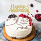 Gyufise 1 Pack Happy Anniversary Cake Topper Decorations Gold Glitter Wedding Anniversary Cake Topper Supplies Party Cake Decor