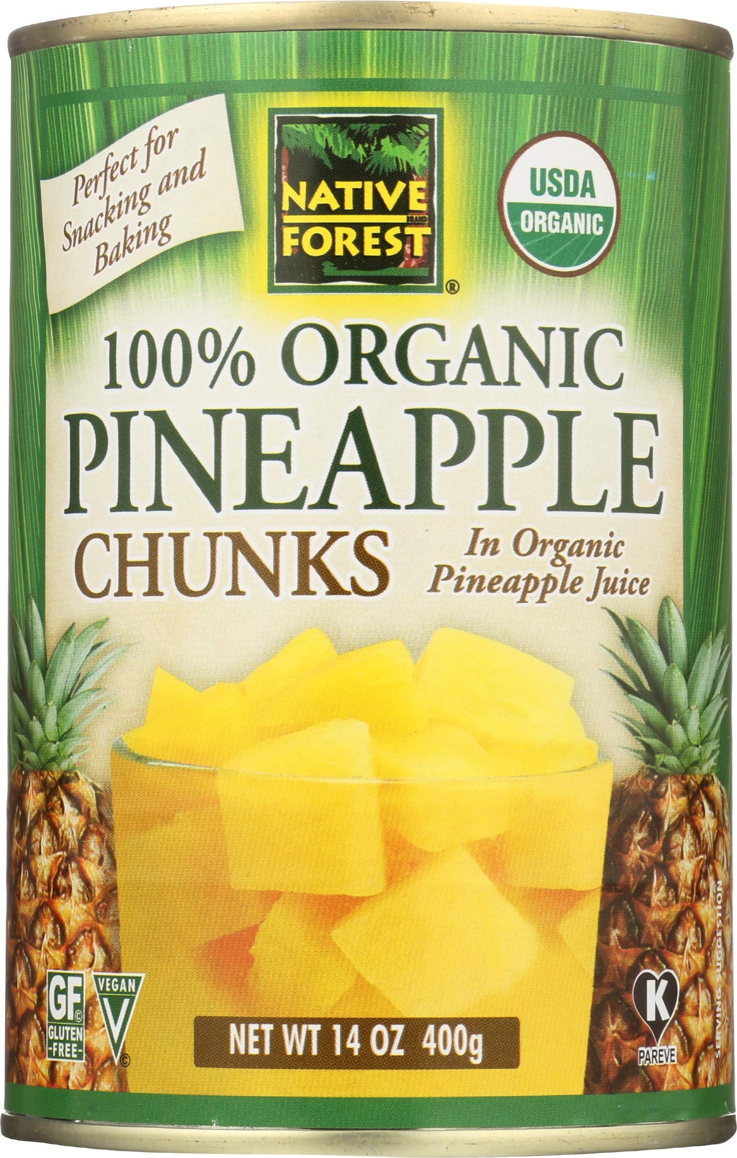 Native Forest 100% Organic Pineapple Chunks in Organic Pineapple Juice, USDA Certified Organic, Soy Free, Gluten Free & Non-GMO,
