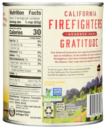 Muir Glen Organic Tomato Puree, 28 Ounce - 12 Per Case.