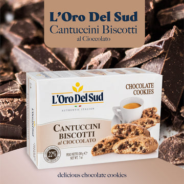 LOro Del Sud Chocolate Biscotti Cantuccini, Italian Cookies, 7 oz