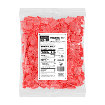 Bebeto Sour Strawberry Licorice Belts Bite Size - Colorful Sour Chewy Candy Belts for Kids & Adults | Party & Cake Decoration - 