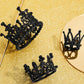 Moxweyeni 6 Pcs Crown Cake Topper Set, Artificial Pearl & Rhinestone, Small Tiara for Birthday, Wedding, Baby Shower, Black