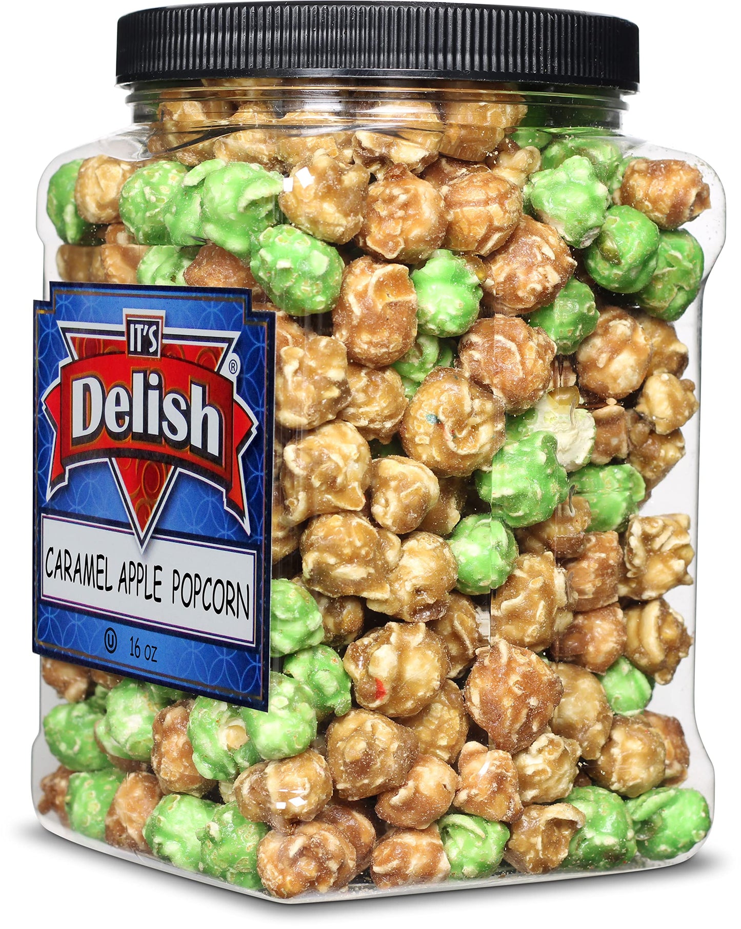 Its Delish Gourmet Caramel Apple Popcorn Mix by Its Delish, 16 OZ Jumbo Container - Caramel Corn Air Popped Sweet & Crunchy Gla
