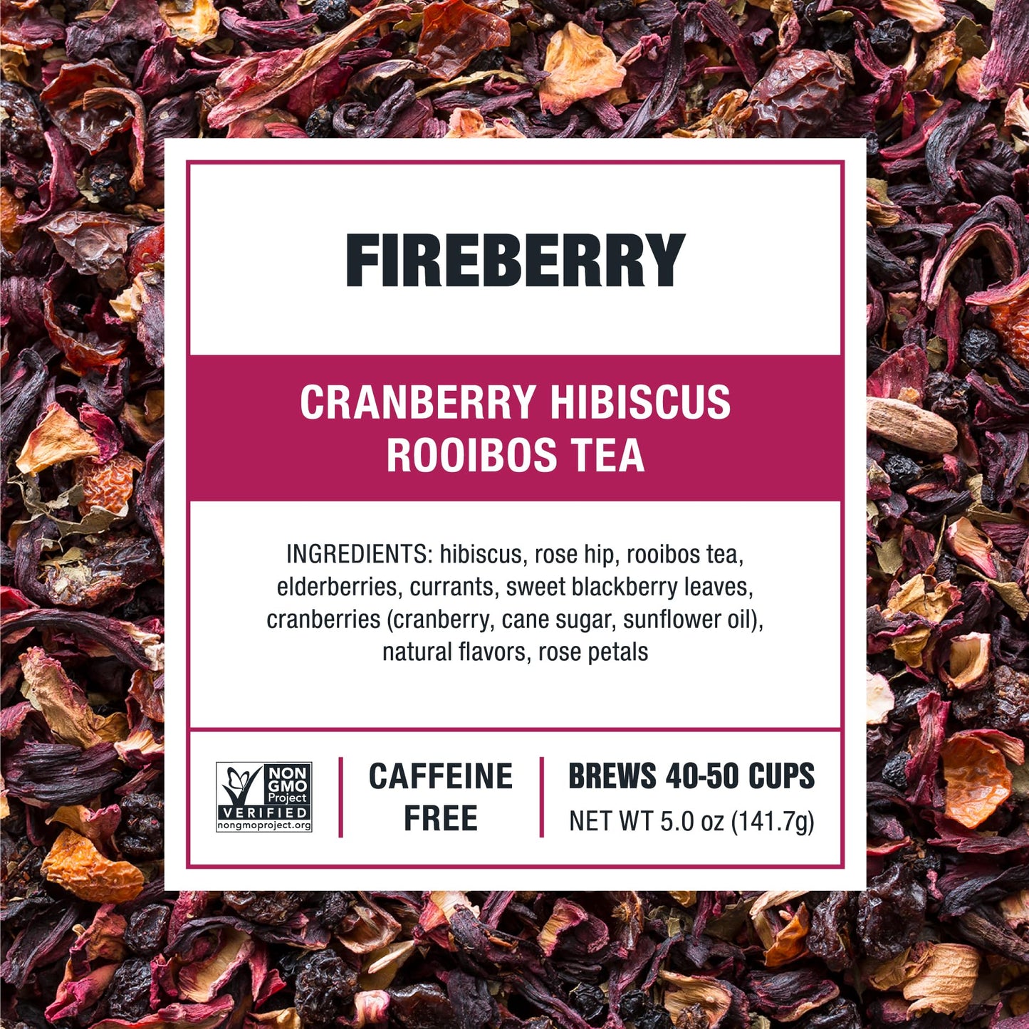 Tiesta Tea Fireberry Cranberry Hibiscus Rooibos Tea - 30 Ounce Refillable Tin, Non-Caffeinated, 50 Cups, Pack of 6
