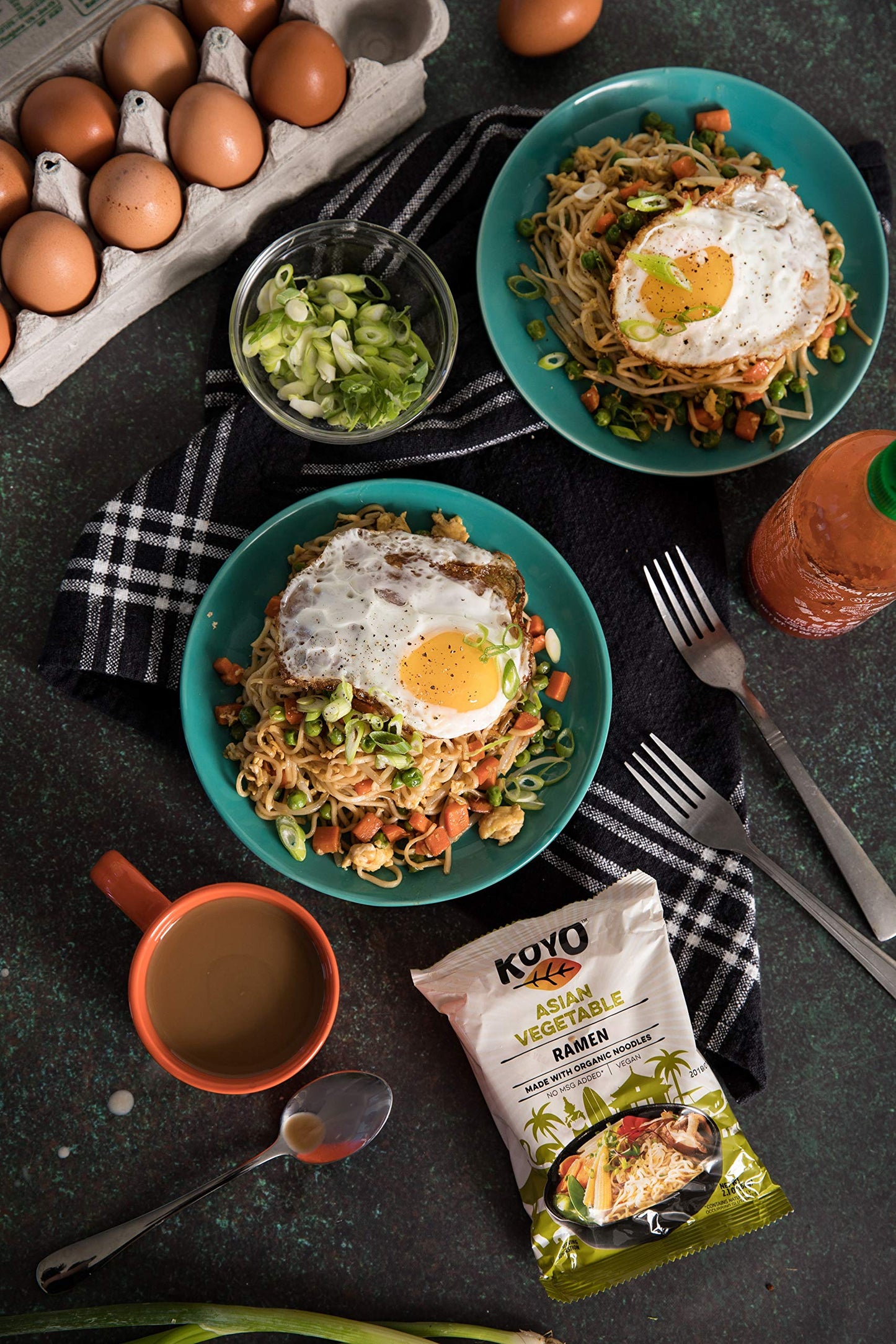 Koyo Ramen Soup, Asian Vegetable Reduced Sodium, Made With Organic Noodles, No Msg, No Preservatives, Vegan, 2.1 Ounce Per Package (12 Pack)