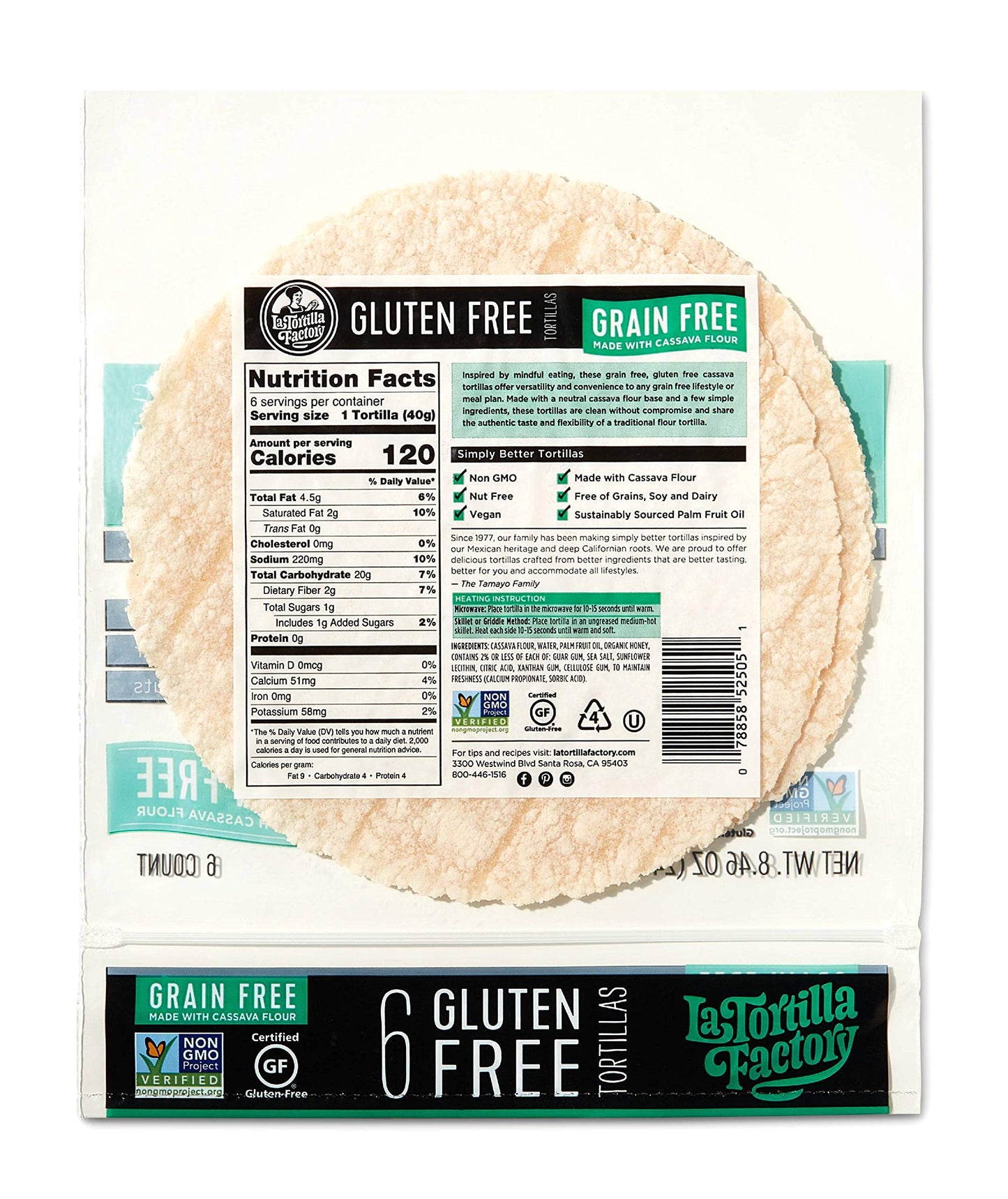 La Tortilla Factory Gluten-Free Cassava Tortillas, 6 Count (Pack of 6)
