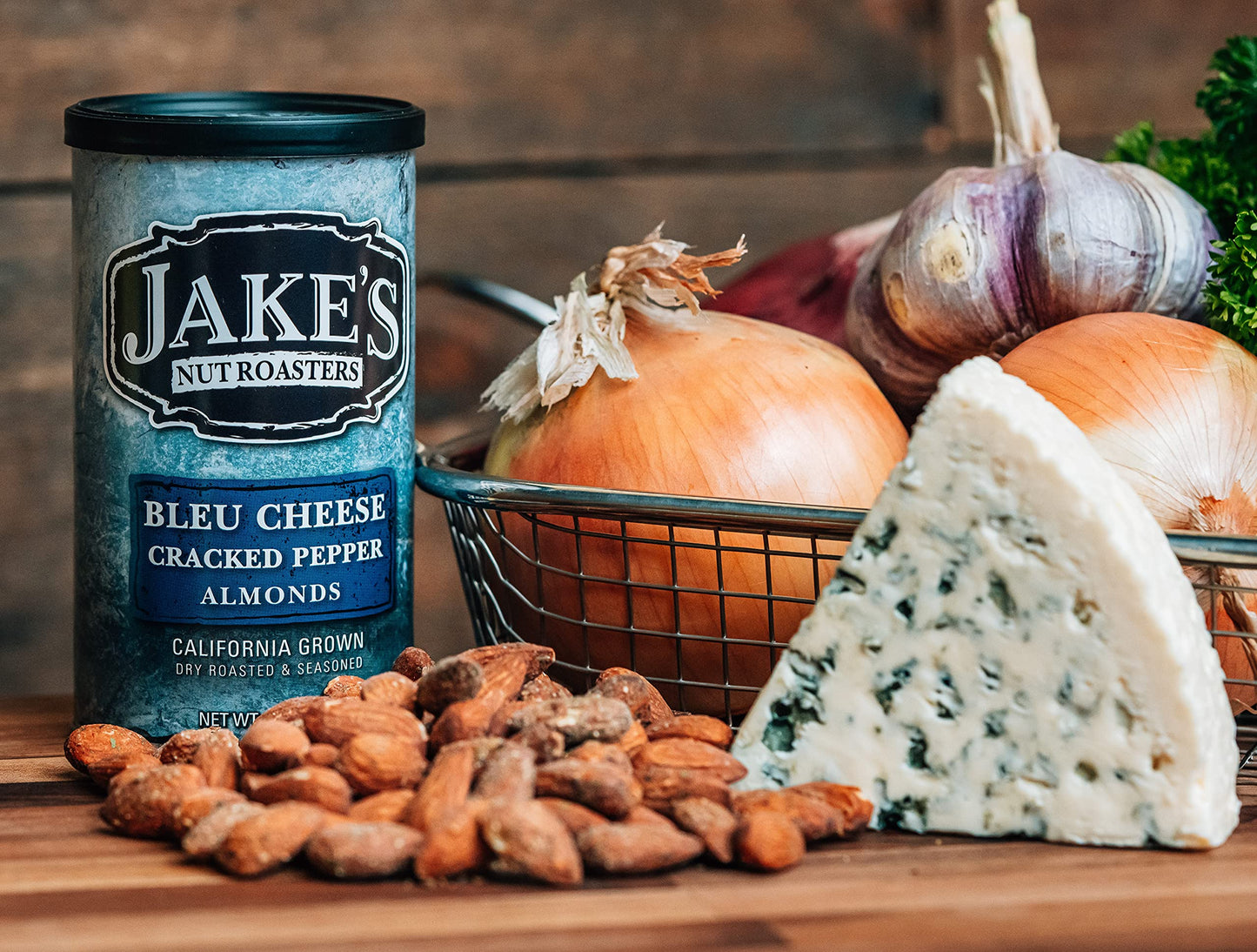 Jakes Nut Roasters Bleu Cheese  ed Pepper Almonds - 7 Ounce (Pack of 2) Whole Dry Roasted High-Protein Snack