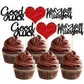 Gyufise 36Pcs We Will Miss You Cupcake Toppers Glitter Red Love Heart Good Luck Cupcake Picks For Retirement Theme Going Away Pa