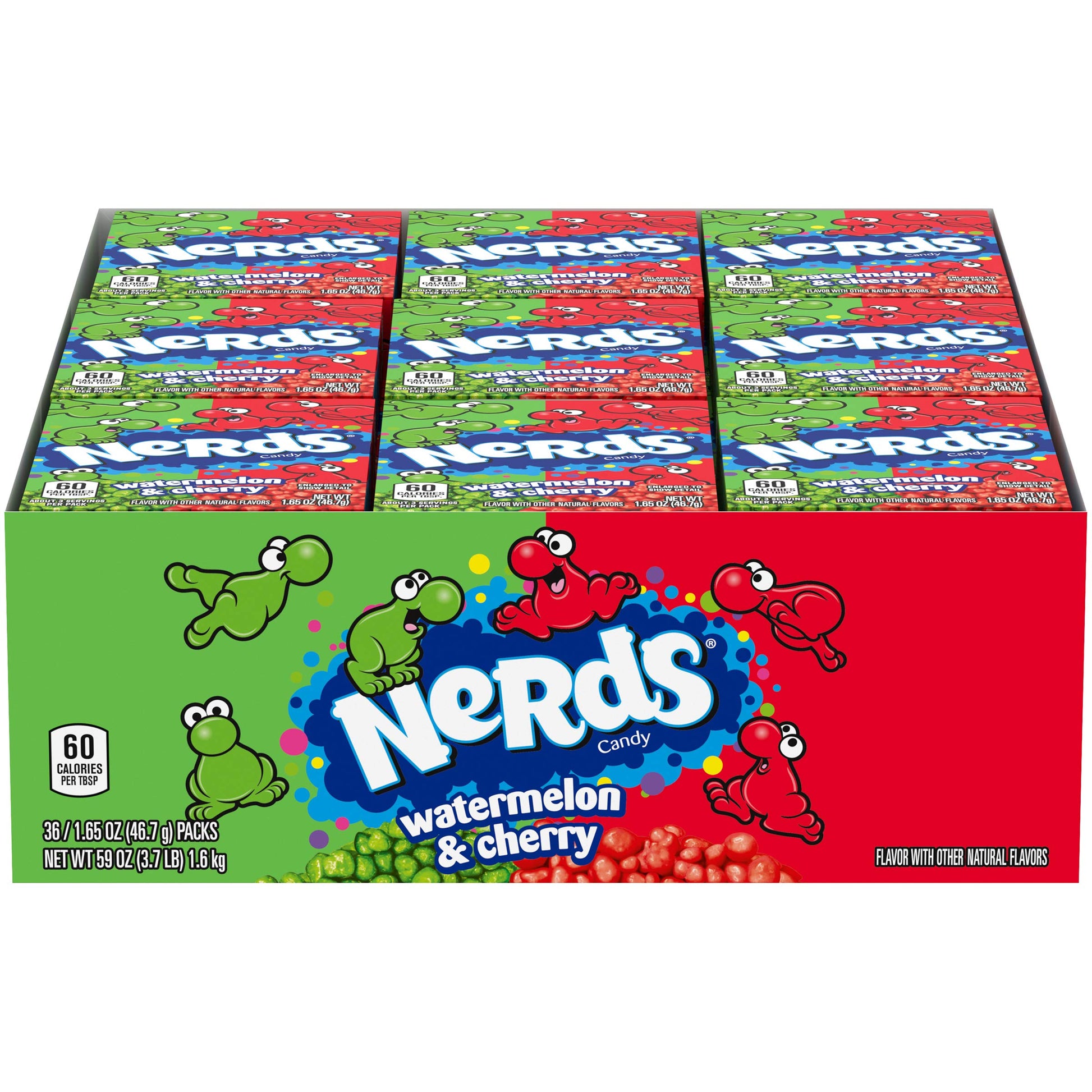 Nerds Candy, Watermelon & Wild Cherry Flavor, 1.65 Ounce Treat-Size Theater Candy Boxes (Pack Of 36)