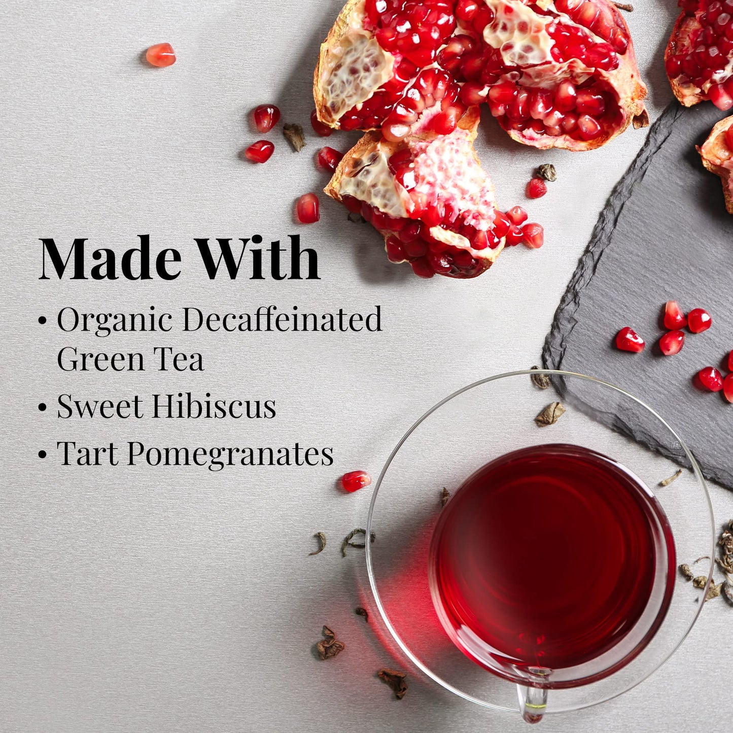 The Republic Of Tea, Pomegranate Green Tea Decaf, 50 Count