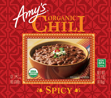 Amy's Organic Chili, Vegan Spicy Chili, Gluten Free, Made With Red Beans and Tofu, 14.7 Oz (12 Pack)