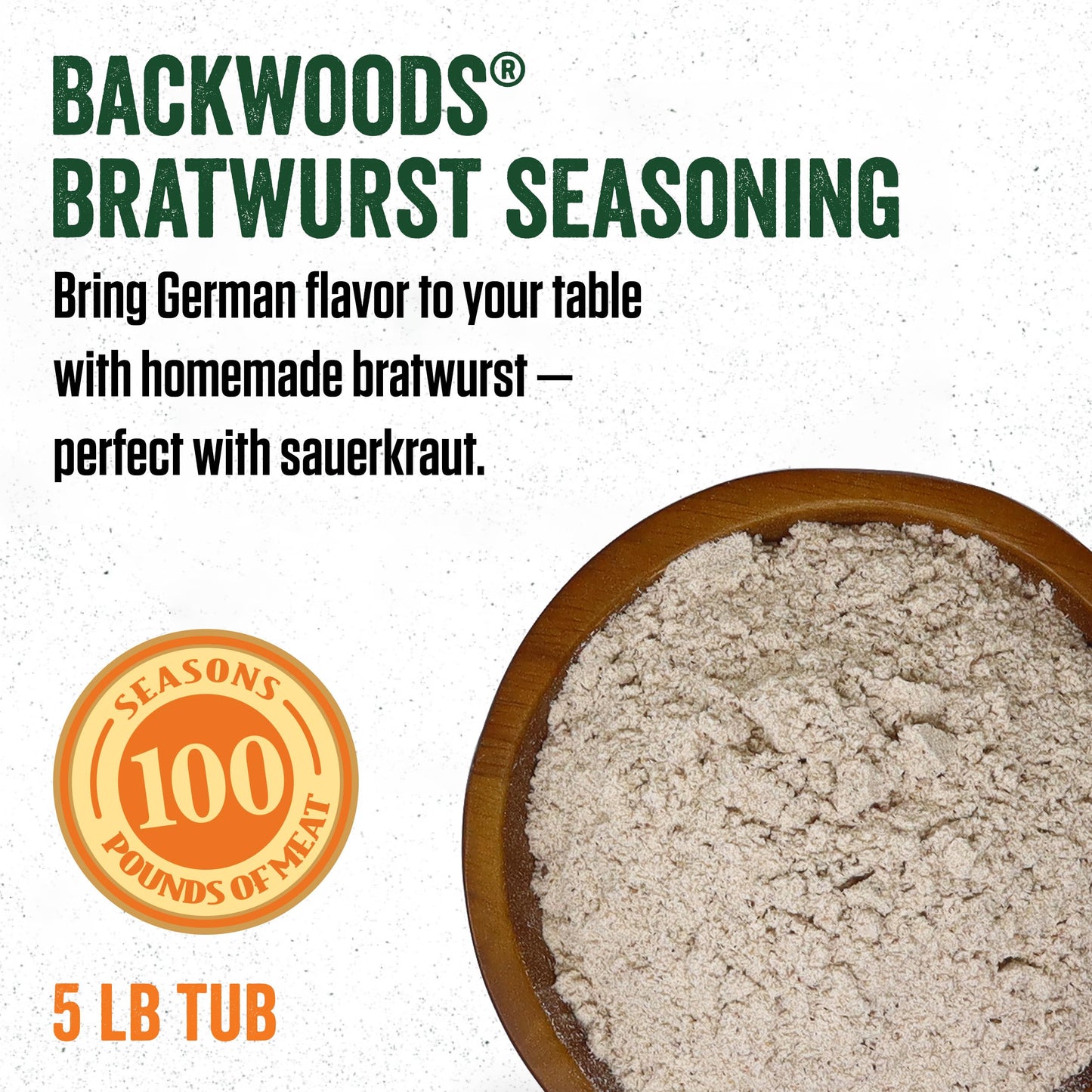LEM Backwoods Bratwurst Sausage Seasoning, 90 Oz, Ideal for Wild Game & Domestic Meat, Model 9995