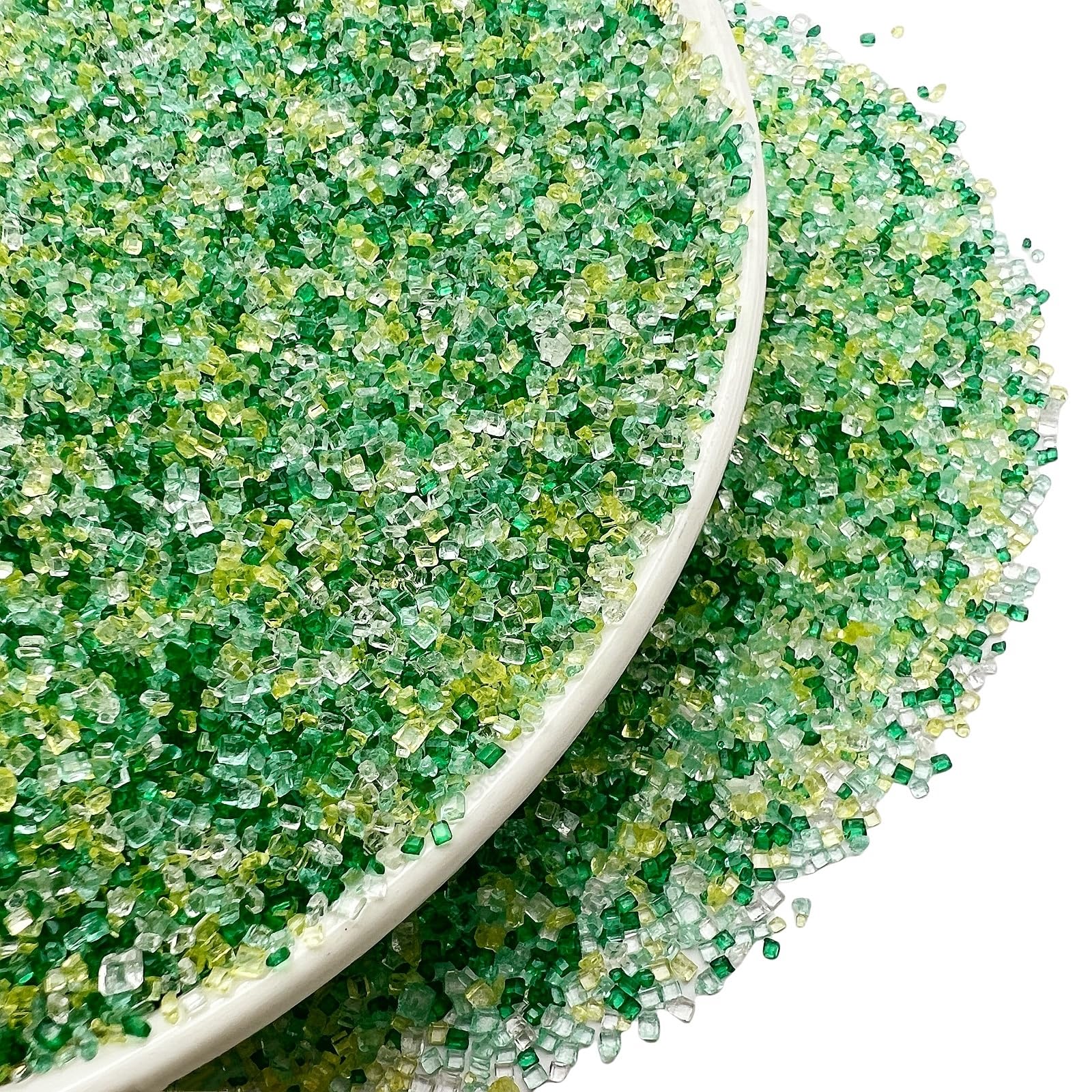 SE Si&Moos Green White and Yellow Sanding Sugar Sprinkles Green Sprinkles Sugar Rimmer for Cocktails, Edible Colored Sugars for 