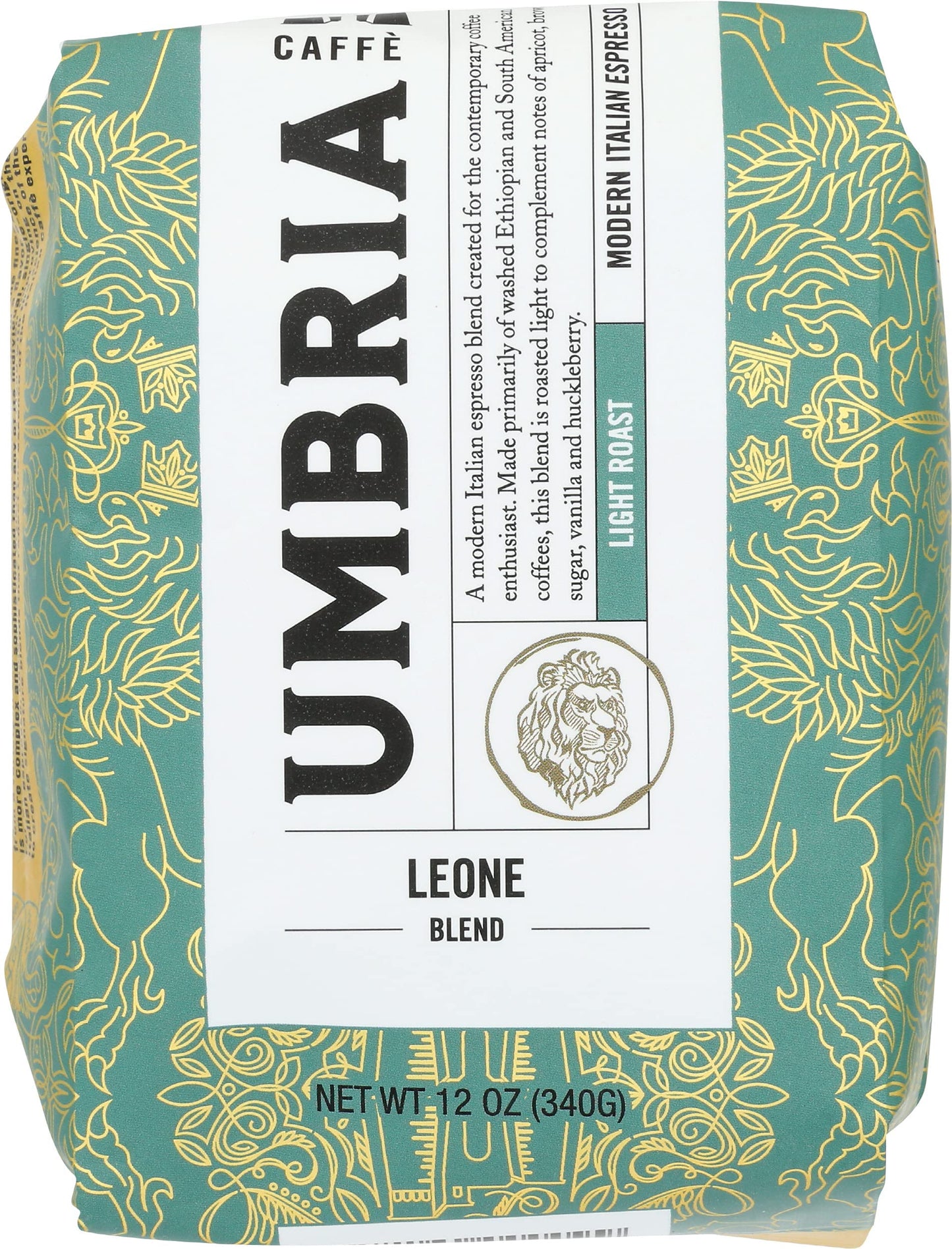 Caffe Umbria Fresh Seattle Whole Bean Roasted Coffee, Leone Blend Light Roast 12Oz. Bag