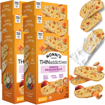 Nonni'S Thinaddictives Almond Thin Cookies - 6 Boxes Papaya & Passionfruit Almond Cookie Thins - Biscotti Italian Cookies - Bisc