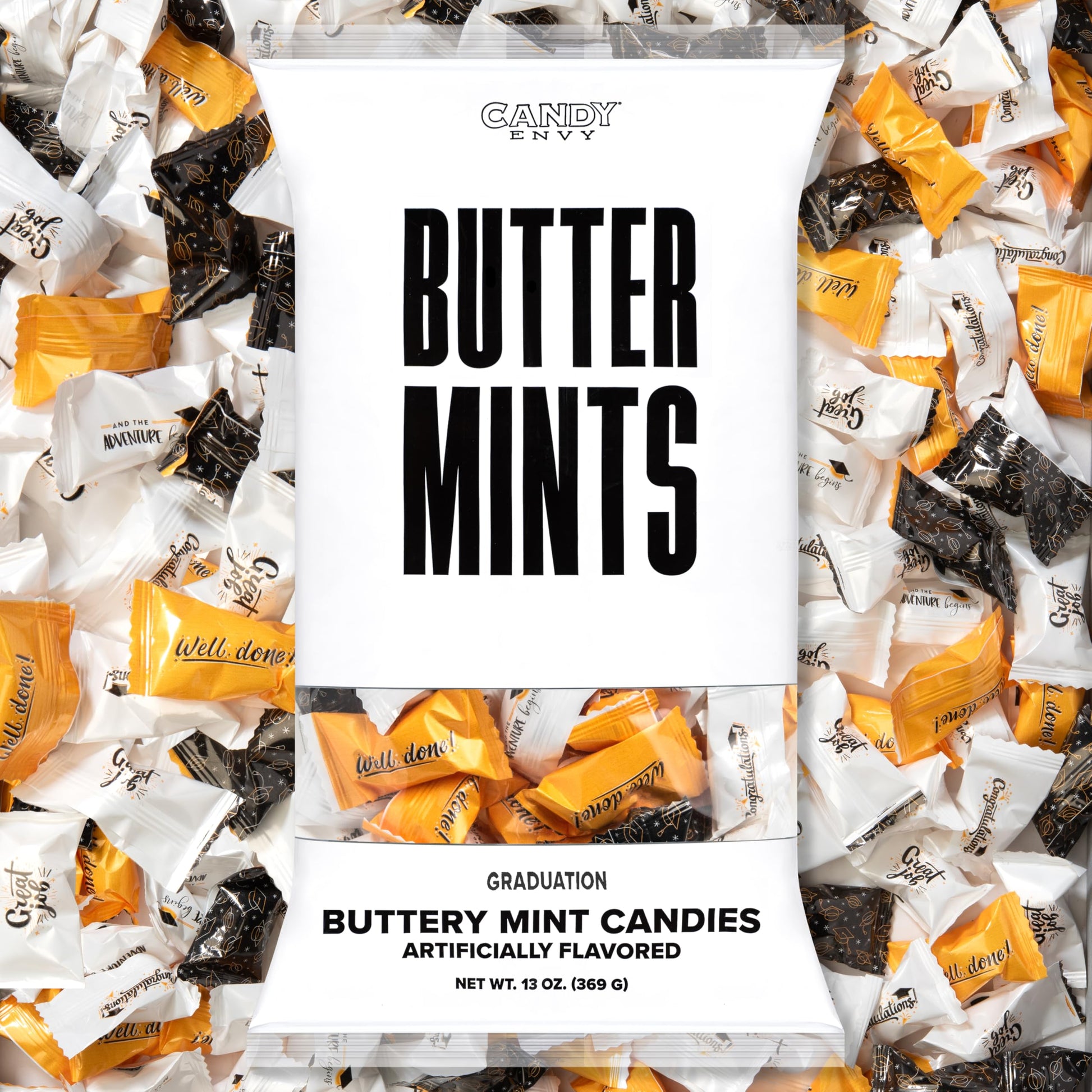Candy Envy Graduation Buttermints - 13 oz. Bag - Approximately 100 Individually Wrapped Mints - Graduation Candy Party Favors