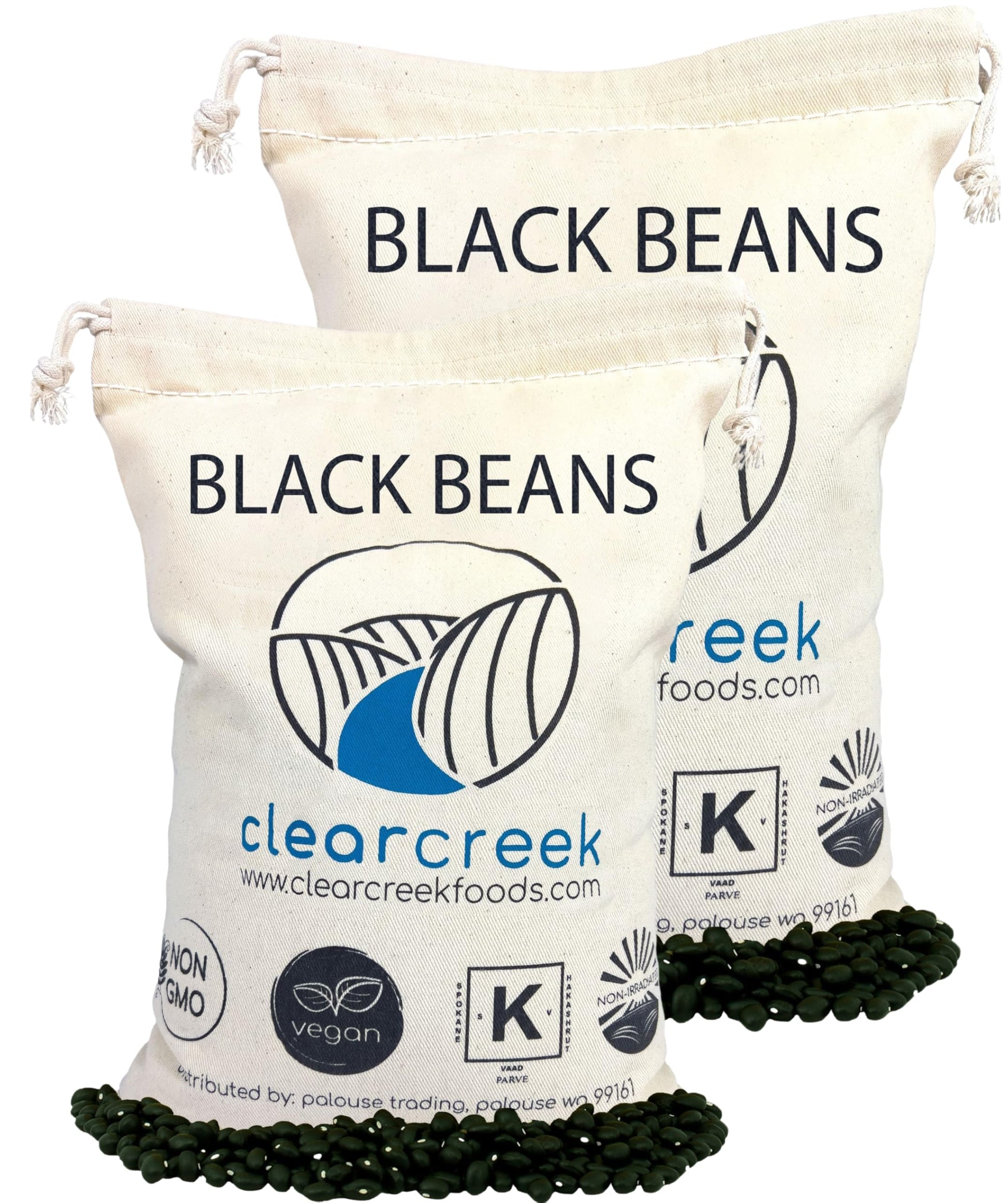 CLEAR CREEK Black Beans | Non-GMO, Vegan, Kosher | 8 LB (2-4 lb bags) | Dry Frijoles Negros