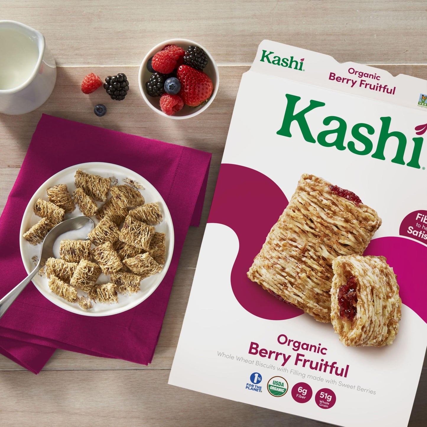 Kashi Breakfast Cereal, Fiber Cereal, Family Breakfast, Berry Fruitful, 13.4Oz Box (1 Box)