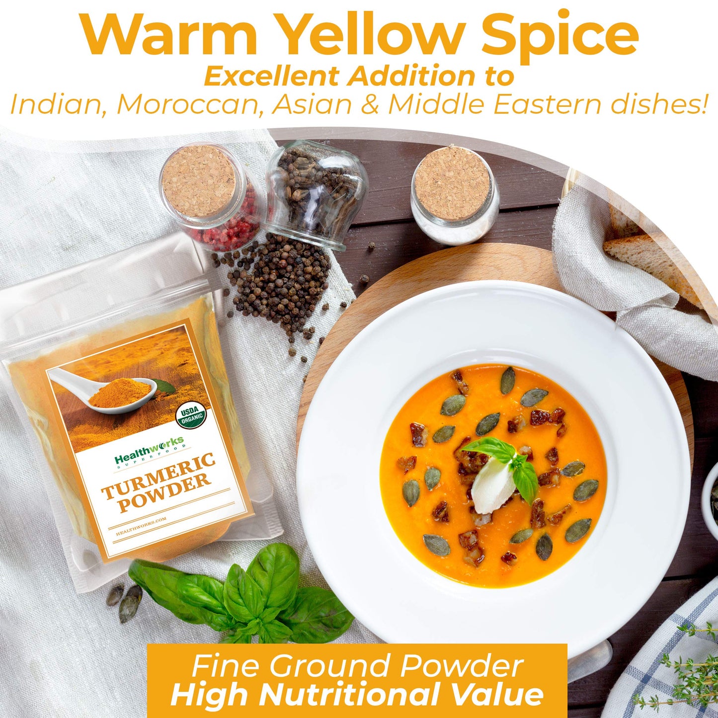 Healthworks Superfoods Organic Turmeric Powder - 32 Oz / 2 Lbs - Ground Raw Organic, Curcumin, Keto, Paleo, Vegan and Non-GMO
