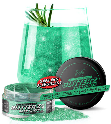 MONÉGASQUE Edible Glitter for Drinks & Cakes, 10g, Eden Green, Food Coloring for Cocktails & Cake Decorations