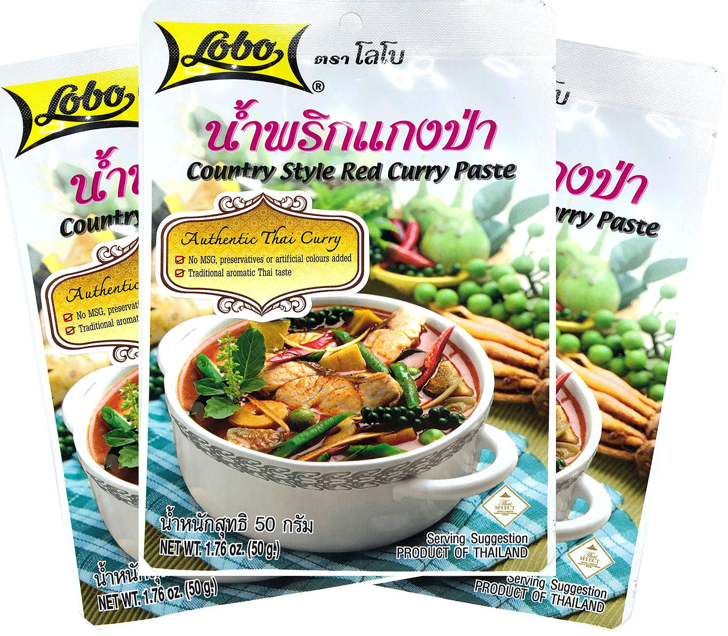 Lobo Country Style Red Curry Paste (Jungle Curry) 1.76 Ounce, Product of Thailand, Pack of 3