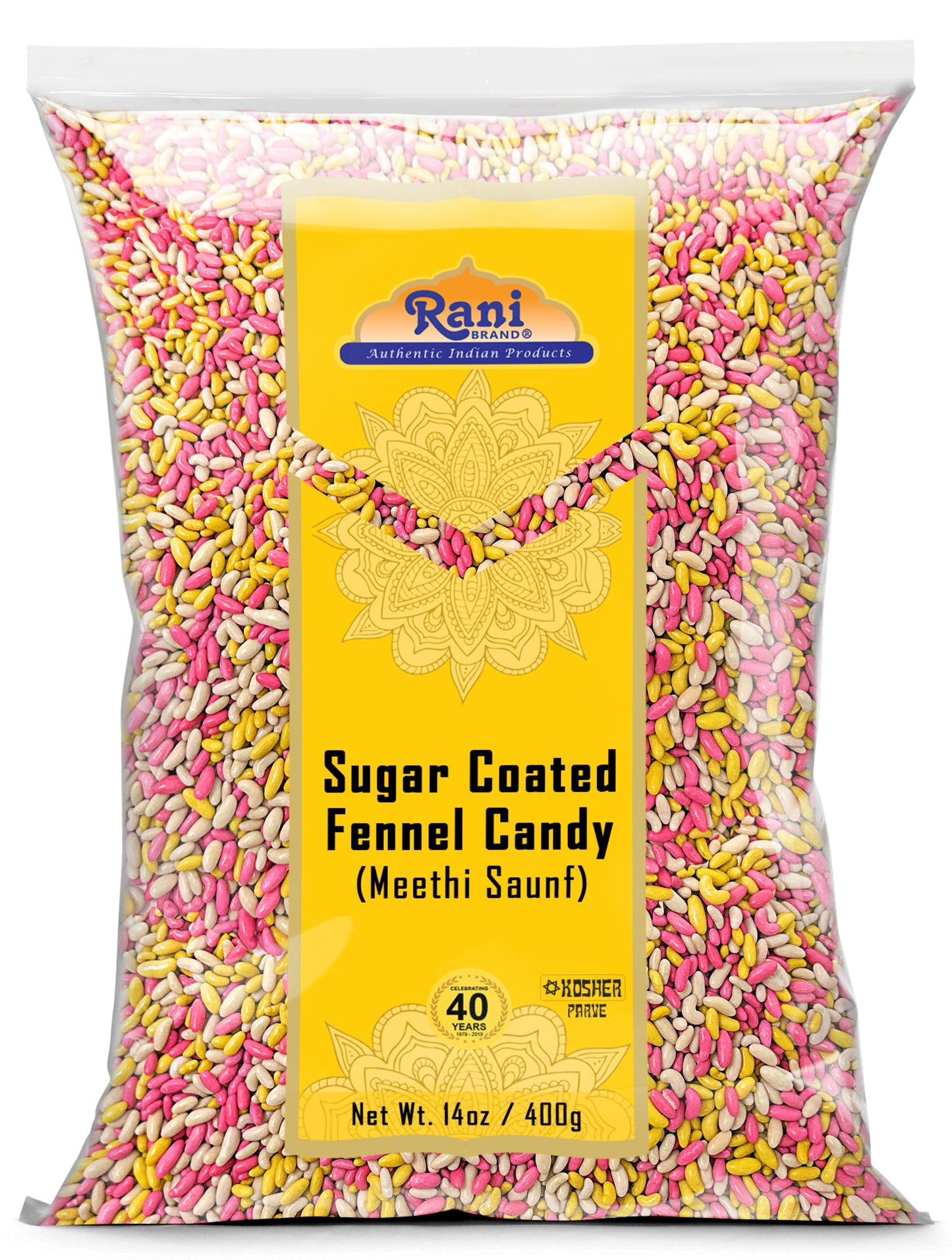 Rani Sugar Coated Fennel Candy 14Oz (400G) ~ Indian After Meal Digestive Treat | Vegan | Gluten Friendly | Non-Gmo | Kosher | Indian Origin
