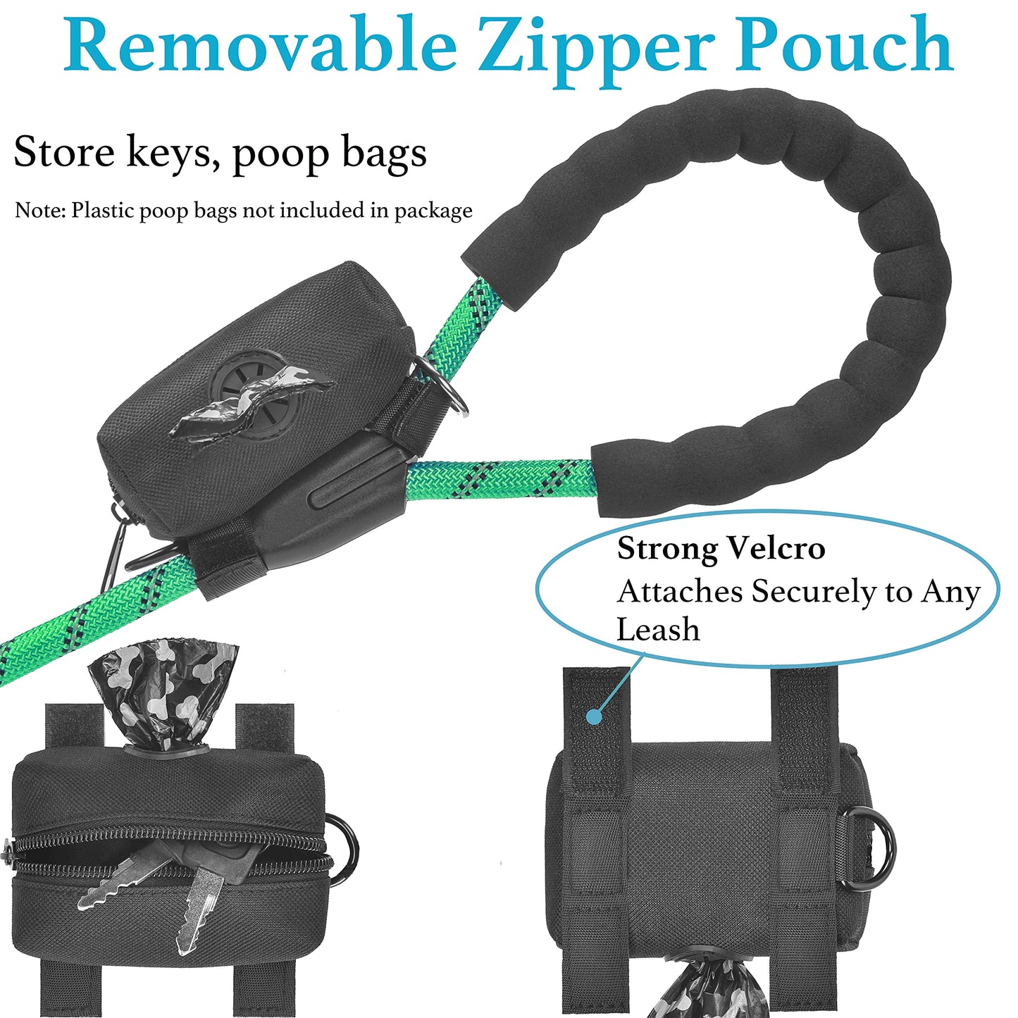 Iyoshop 6 Ft Durable Slip Lead Dog Leash With Zipper Pouch, Padded Handle And Highly Reflective Threads, Dog Training Leash, (Me