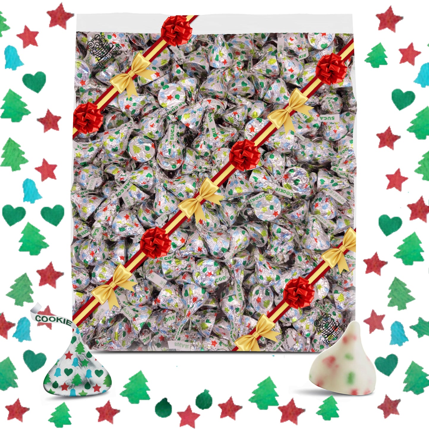 Christmas Sugar Cookie Kisess White Crme Milk Chocolate Candy Individually Wrapped Bulk Chocolate White Chocolate Candies 2 Lb | Christmas Gift Set Baking & Stocking Stuffer Share Bag | 2 Pounds