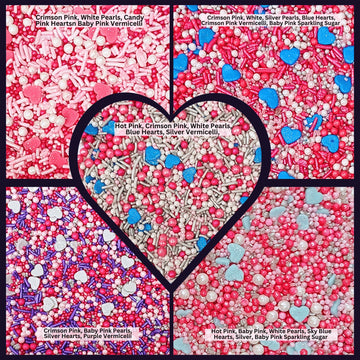 Confect Blue, Pink & White Pearl Heart Sprinkles Mix - Edible Baking Decorations For Cakes, Cupcakes, Cookies - Baby Shower & Fr