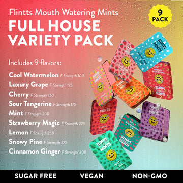 Flintts Full House (Cool Watermelon, Luxury Grape, Cherry, Sour Tangerine, Mint, Strawberry Magic, Snowy Pine, Lemon) - Sugar Fr