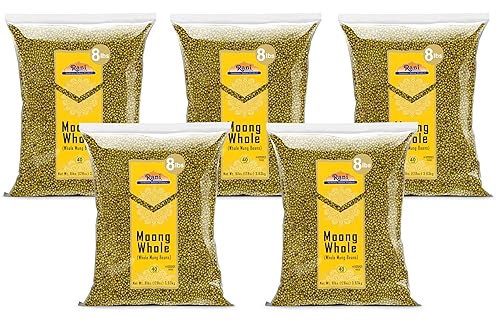 Rani Moong Whole (Ideal For Cooking & Sprouting, Whole Mung Beans W/ Skin) Lentils Indian 128Oz (8Lbs) X Pack Of 5 (Total 40Lbs) Bulk ~ All Natural | Gluten Friendly | Non-Gmo | Vegan | Indian Origin