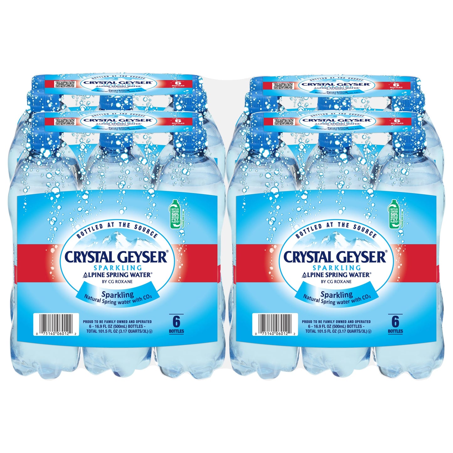 Crystal Geyser Sparkling Alpine Natural Spring Water, 24-Pack, 16.9oz Bottles, Zero Calories and No Sweeteners, Bottled at The S