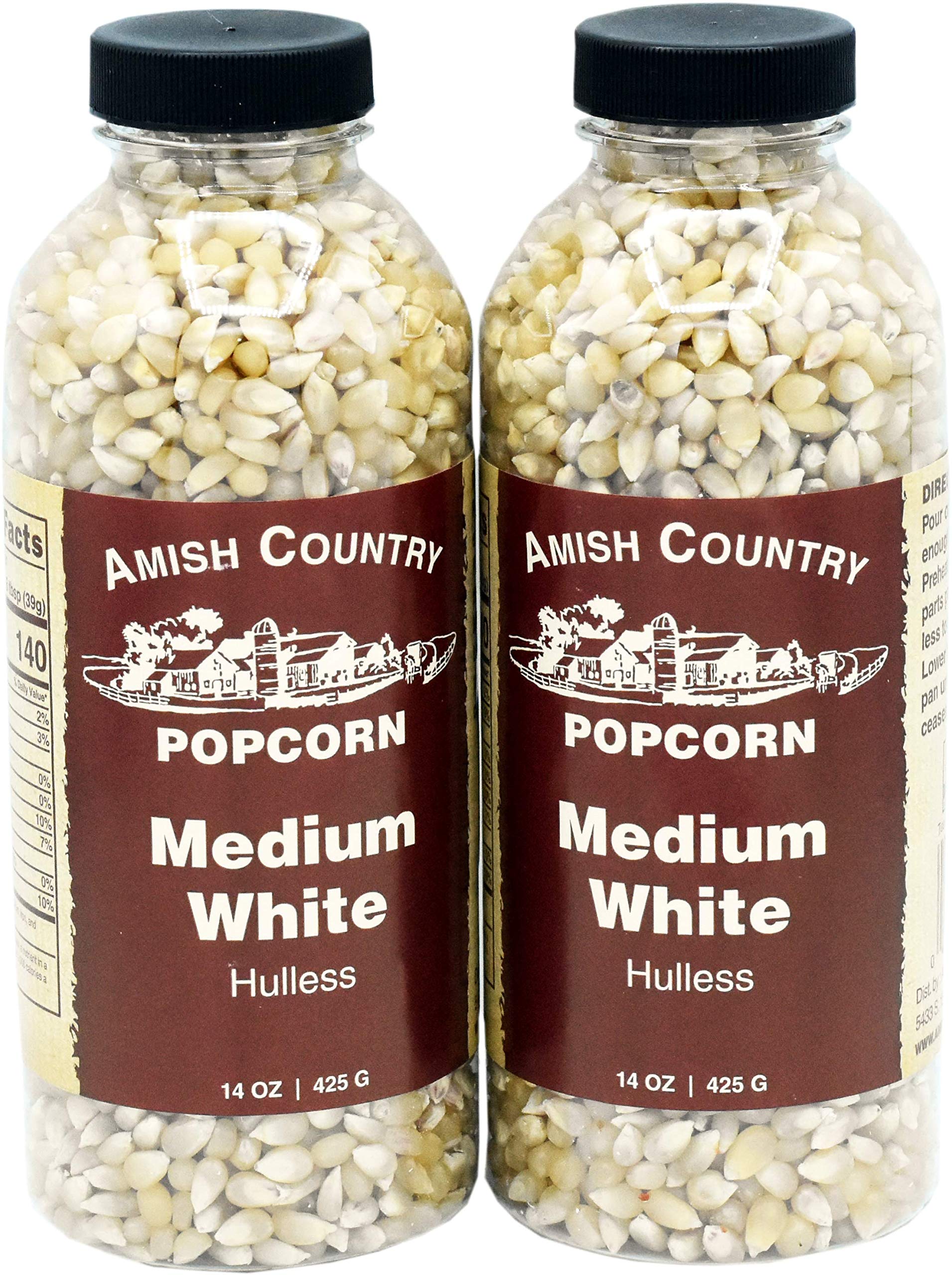 Amish Country Popcorn | 2-14 Oz Bottles | Medium White Popcorn Kernels | Old Fashioned, Non-Gmo And Gluten Free (2-14 Oz Bottles