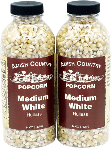 Amish Country Popcorn | 2-14 Oz Bottles | Medium White Popcorn Kernels | Old Fashioned, Non-Gmo And Gluten Free (2-14 Oz Bottles