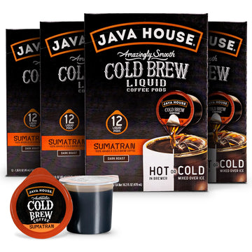 Java House Cold Brew Coffee Concentrate Single Serve Liquid Pods, Sumatran, 1.35 Fl Oz (Pack Of 48)