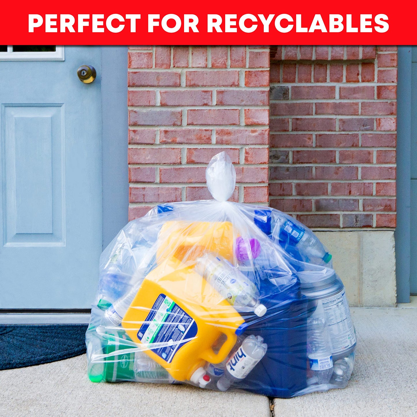 Veska 95 Gallon Clear Trash Bags - Extra Large Garbage Bags with Ties, 25 Count, Ideal for Recycling and Heavy-Duty Use