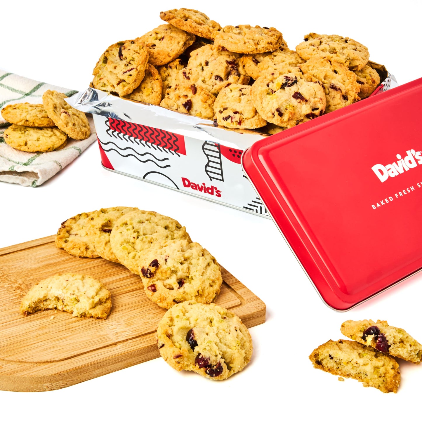 David'S Cookies Cranberry Pistachio Biscuits Sweet Sampler Tin - Irresistible Crunch, Snacks And Bakery Treats - Ideal For Snack